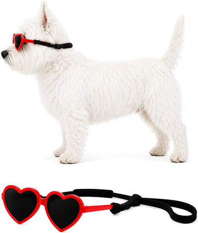 G016-1 Dog Pet Heart Costume Sunglasses for Small to Medium Breed (Medium, 12-25 lbs, Red)
