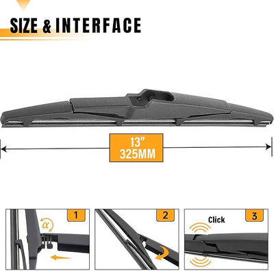 AUTOBOO 13 Inch Rear Wiper Blade Replacement for Hyundai Santa Fe XL Sport 2013-2018,Kia Sedona 2015-2021,Telluride 2020-2025-BACK Windshield Wiper Blades -Original Factory Quality (Pack of 1)