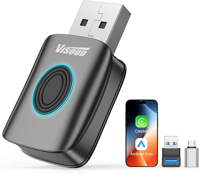 2026 Upgrade Wireless CarPlay Adapter for iPhone & Android Auto Adapter, Multi-User Seamless Connection for Convert Wired to Wireless, Plug & Play, Zero Delay