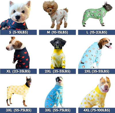 Spark Paws Dog Pajama, Dog Recovery Suit Male, Onesie, Ultra-Soft and 4-Way Stretch, for Small Medium and Large Breeds - Sunshine - XXL