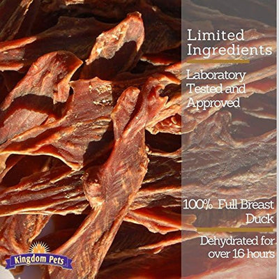 Duck Jerky Dog Treats with Only 3 Ingredients and No Fillers, 2.5 Pound Bag