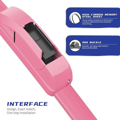 OEM QUALITY 26" + 17" Premium All-Seasons Durable Stable And Quiet Pink Windshield Wiper Blades (Set of 2)