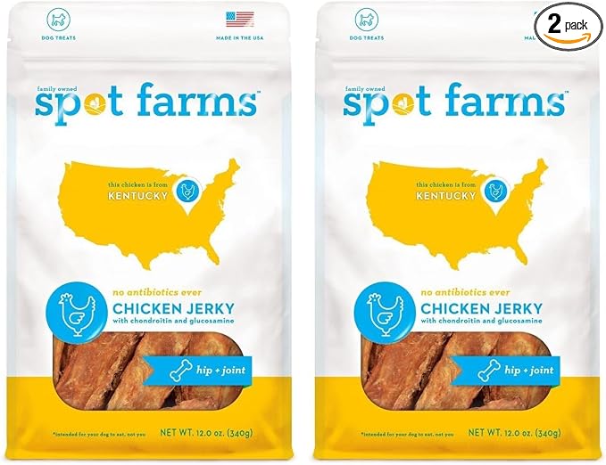 spot farms Chicken Jerky Healthy All Natural Dog Treats Human Grade for Hip and Joint 12 oz (Pack of 2)