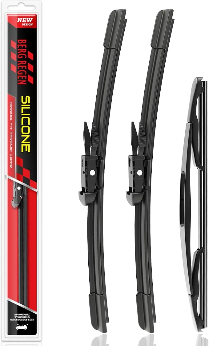 BERG REGEN Silicone Windshield Wiper Blades Replacement for Ford Escape 2012 2011 2010 2009 2008 Windshield Wipers (Pack Of 3) Automotive Replacement Windshield Wiper Blades - 20"/20"/12"