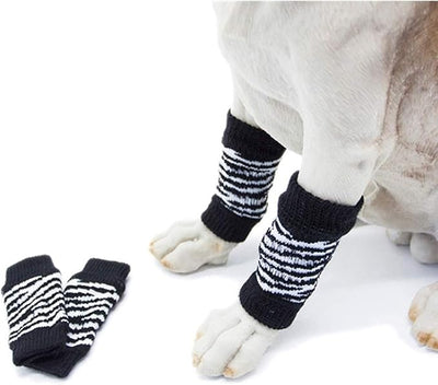 ROZKITCH 4PCS Dog Elbow Pads, Dog Elbow Wrap Leg Warmer Wrap Protector, Pet Knitted Breathable Protective for French Bulldog, Cocker Spaniel, Beagle, Shetland Sheepdog, Miniature SchnauzerBlack L