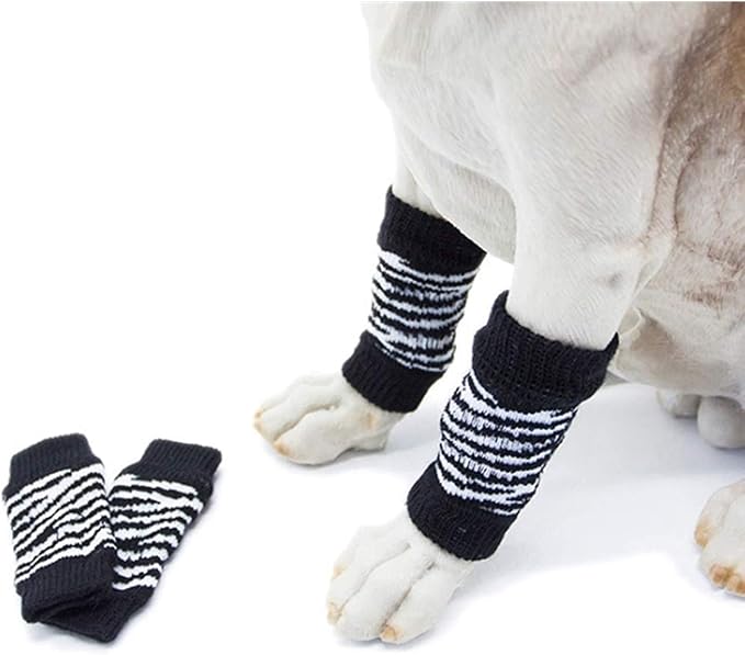 ROZKITCH Pet Dog Elbow Protector Dog Elbow Sleeve, 2PCS Front Leg and 2PCS Back Leg Knee, Dog Elbow Wrap, Dog Leg Warmer Wrap Protector, Pet Elastic Knitted Breathable Protective Socks Black XL