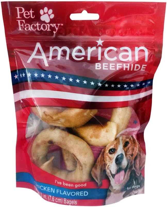 American Beefhide 3" Bagels Dog Chew Treats - Chicken Flavor, 4 Count/1 Pack