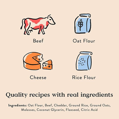 Bocce's Bakery Say Moo Beef & Cheddar Training Treats for Dogs,Wheat-Free Dog Treats,6 oz Bag,(Pack of 2)