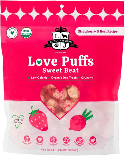 Lord Jameson Natural Dog Treats - Love Puffs 5-Flavor Complete Bundle - USDA Certified, Low Calorie - All Dogs - Gluten-Free, Sensitive Stomach - 5 x 4oz Pack