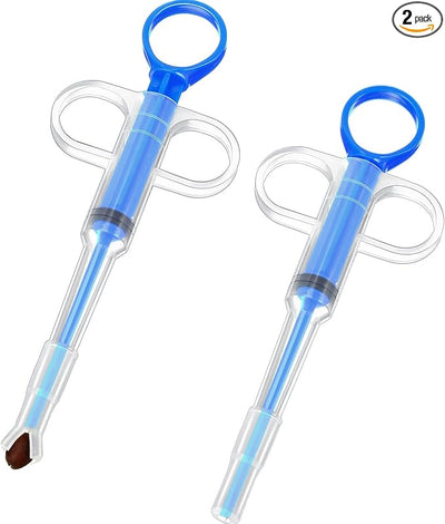2 Pieces Pet Pill Plunger Popper for Small Cats Dogs Pill Gun Dispenser Shooter Pet Piller Soft Tip Tablet Syringe Pusher Animal Medicine Feeder for Feeding Accessories (Blue)
