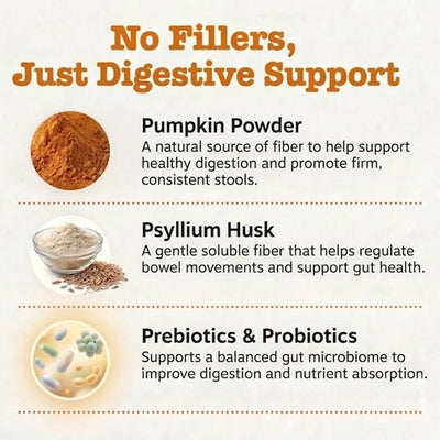 Fiber for Dogs Psyllium Husk, 3-in-1 Soft Chews with Pumpkin Powder & Probiotic Blend for Diarrhea Relief, Scooting & Anal Gland Support