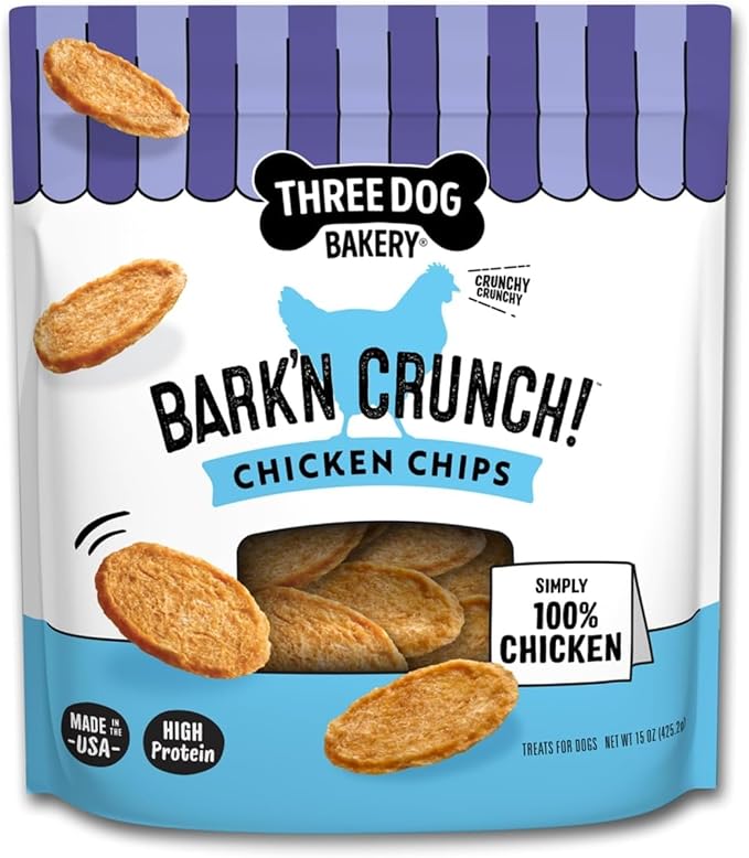 Bark'N Crunch! Chicken Chips with 100% Real Chicken - 15 oz - Crunchy Treats for Dogs - High Protein Dog Snacks - Grain Free, No Corn or Soy, Single Ingredient Treats
