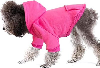 Jecikelon Soft Dog Hoodies for Small Dogs, Fleece Puppy Sweatshirt with Pockets, Warm Winter Cold Weather Coats for Pet Cat, Cute Clothes Puppy Costume (Rose red, X-Small)