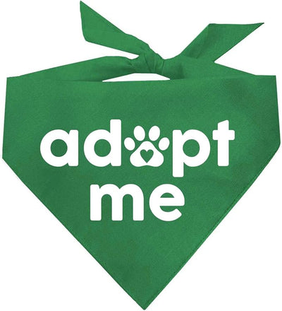 Adopt Me Dog Bandana | 100% Cotton Triangle | Adjustable for Dogs Adoption Event Prop Photoshoot | Green One Size (326)