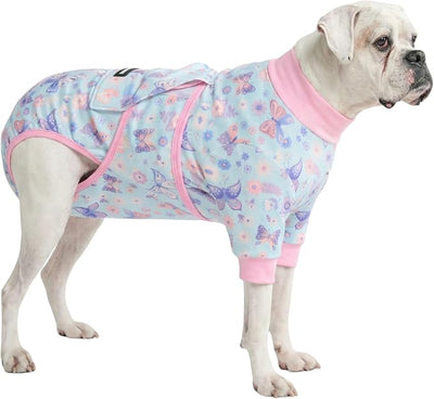 Spark Paws Dog Surgery Recovery Suit – Dog Recovery Suit After Surgery, Anti-Lick Dog Onesie, Abdominal Wound Protector, Soft Cone Alternative for Spay Neuter Male Female Pet Recovery - Butterfly, 3XL