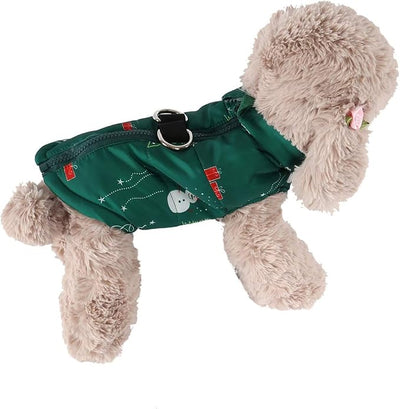 Winter Waterproof Windproof Dog Jacket - Warm Vest Coat for Small & Medium Dogs - Not Suitable for Big Dogs - Santa in Green Small