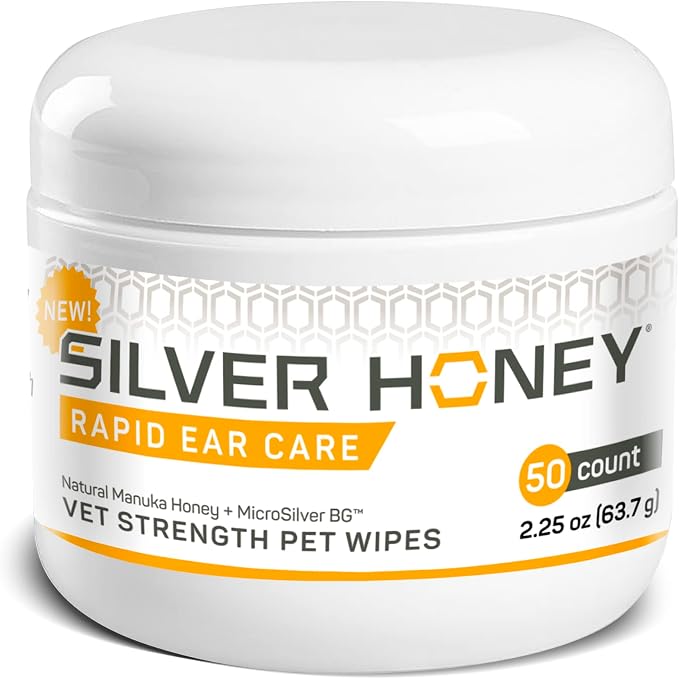 Rapid Ear Care Vet Strength Pet Wipes, 50ct, Manuka Honey & MicroSilver BG