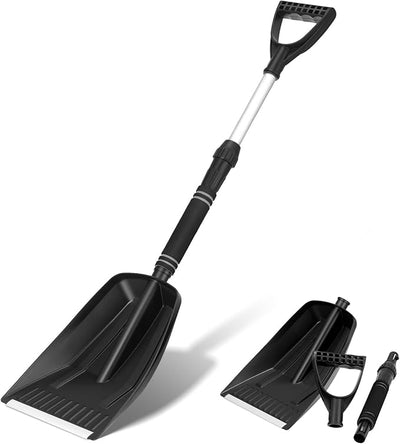 LALAFINA Portable Snow Shovel Car Snow Scraper Detachable Telescopic Handle Compact Outdoor Emergency Tool for Vehicle and Driveway Cleaning