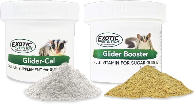 Sugar Glider Vitamin Combo Pack - Powder Multivitamin & Powder Calcium Supplement for Pet Sugar Gliders