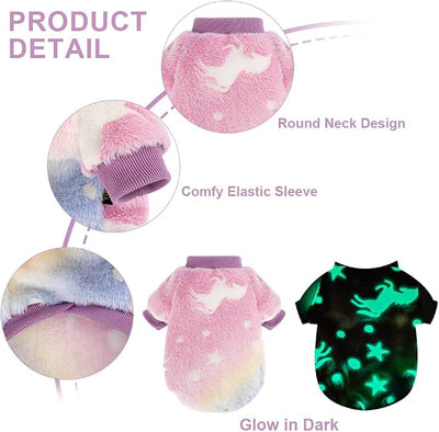 Dog Sweaters for Medium Dogs Girl Male, Soft Fleece Sweater, Glow in The Dark Pet Dog Winter Clothes for Medium Dogs Boy Girl, Fuzzy Sweatshirts Flannel Jacket Puppy Coat,M,Pink
