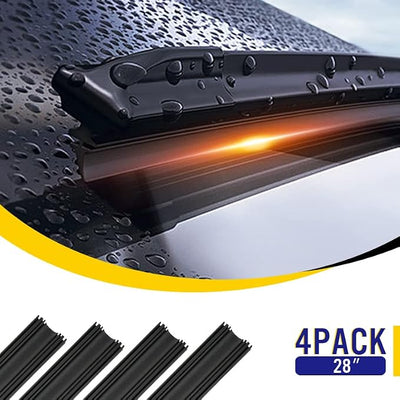 5 PLUS 28" Beam Wiper Blade Refills, 4 Pcs Cut-to-Size Rubber Strips | 4 Pcs 28 Inch Cut-to-Size Refills, Natural Rubber, Fits Beam Wiper Blades, Smooth Streak-Resistant Replacement