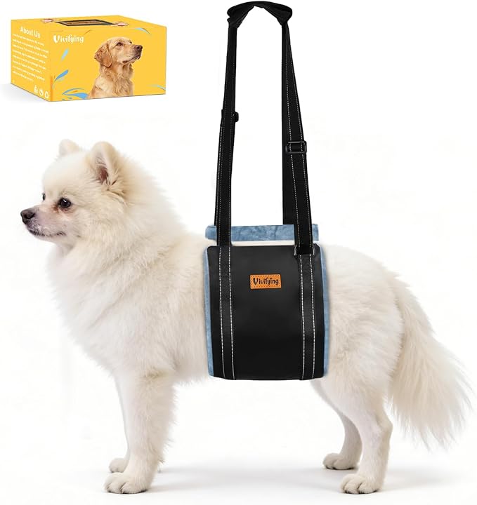 Vivifying Dog Lift Harness for Small Dogs, Soft Flannel Rear Leg Support Sling, Adjustable Dog Lifting Harness for Weak Back Legs, Senior Injured Disabled Dogs, ACL Surgery Mobility Assist, S, Gray