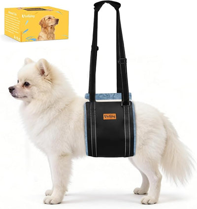 Vivifying Dog Lift Harness for Small Dogs, Soft Flannel Rear Leg Support Sling, Adjustable Dog Lifting Harness for Weak Back Legs, Senior Injured Disabled Dogs, ACL Surgery Mobility Assist, S, Gray