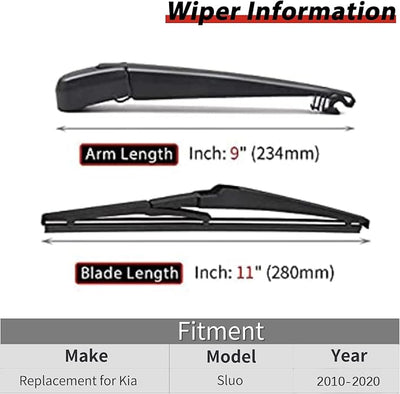 Replacement for 2010-2020 Kia Soul - OTUAYAUTO Rear Windshield Back Wiper Arm Blade Set