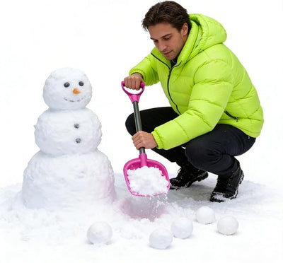 Kids Snow Shovel with Stainless Steel Handle, Kids Beach Shovel Small Digging Shovels with Plastic Scoop, Mini Snow Removal Tool for Beach Driveway Car Garden (Pink)