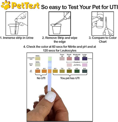 PetTest UTI Test Strips for Dogs & Cats, Detect Urinary Tract Infections in Your Pets from Home with Easy Urine Testing