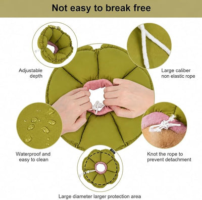 H HIDREAM Dog Cone Collar Stress-Free Recovery Cone Alternative: Adjustable Depth & Diameter for Wide-Neck Dogs (Pugs, Bulldogs, Bullies) Green Flower XL-B