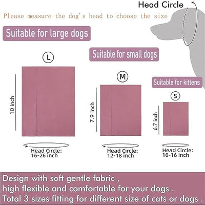 Quiet Ears Covers for Dogs 3pcs,Dog Snoods Ear Covers for Noise,Grooming and Force Drying Miracle Tool for Anxiety Relief & Calming Dogs(Grey+Pink+Purple) (Small)