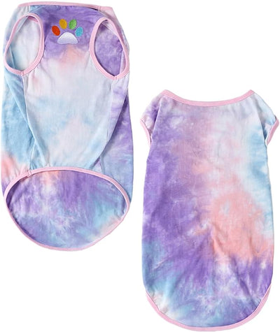 Dog Vest Summer Shirt Tie Dye Clothes Cool Breathable Cotton T-Shirt Medium Dogs Boys Girls Shirt M