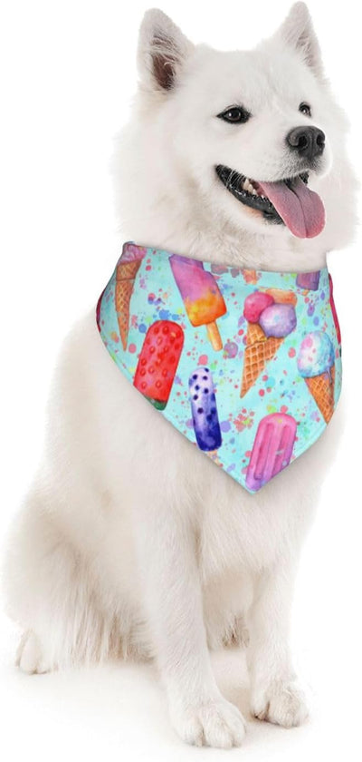 Multicolor Ice Cream Dog Bandana Scarf Triangle Bibs Pet Accessories Cat Kerchief