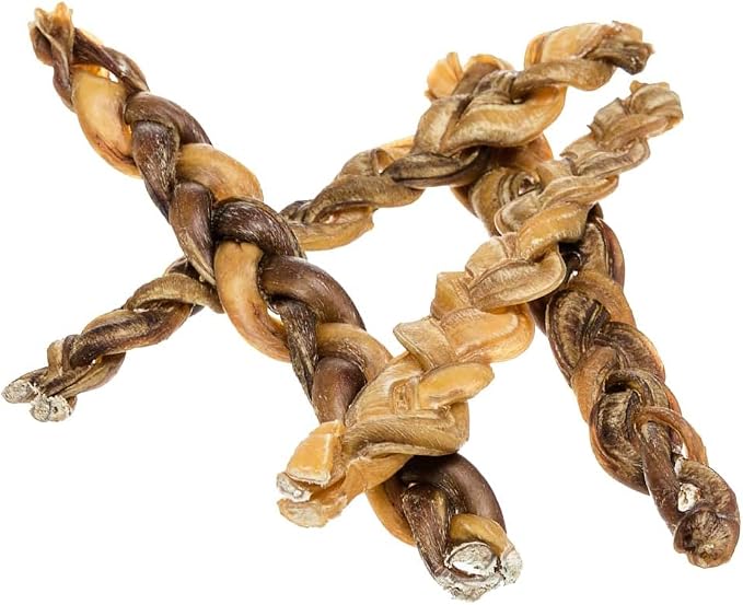 Braided Bully Sticks for Dogs - (12 Inch Stix- 5 Count) Premium All Natural Long Lasting Twisted Beef Pizzle Lasting Dog Chew Treats - Grain Free Fully Digestible Rawhide Alternative