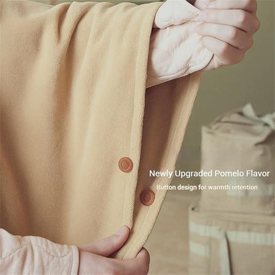 Cordless Wearable Heated Throw Blanket – Large 63"×55" Battery Powered Plush Heating Throw, Dual-Sided Flannel, USB/DC Rechargeable Heated Blanket for Camping, Car, Office & Home (Khaki)