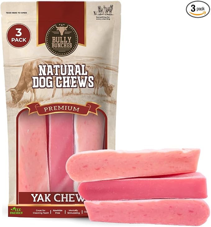 Premium Fruit-Flavored Himalayan Yak Chew for Dogs - 100g, All-Natural, Long-Lasting, Authentic Yak Milk, Healthy Dental Chew, High-Protein (Medium Strawberry - 3Pk, Strawberry)