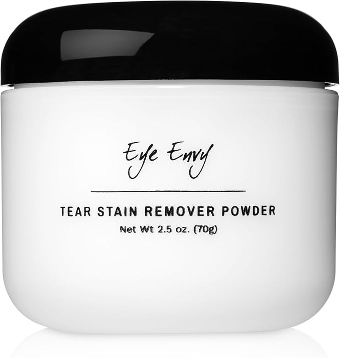 Tear Stain Remover Powder for Dogs and Cats. Natural, Safe Formula. Apply Around Eyes. Absorbs and Cleans Tears and Staining. Keeps Area Dry. Made in The USA. (2.5 oz)