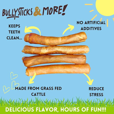 BULLYSTICKS & MORE 10 Inch Beef Collagen Rolls for Dogs (Extra Thick - 4 Count) - Bones for Dogs - Dog Parents Choice - No Hide Beef Cheek Rolls