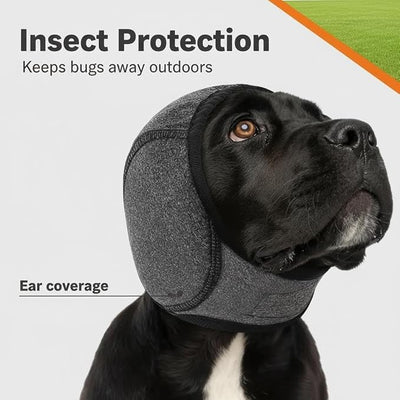 Swimming Waterproof Dog Ear Caps Dog Ear Covers for Bath Pet Shower Ears Gray Muffs for Bath for Grooming -Size L: Head Circumference 15.75"-23.62"