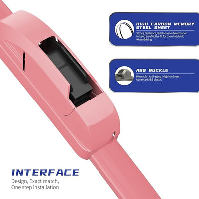 OEM QUALITY 26" + 20" Premium All-Seasons Durable Stable And Quiet Sakura Pink Windshield Wiper Blades (Set of 2)