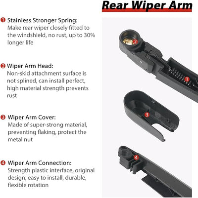 OTUAYAUTO Rear Windshield Wiper Replacement for Hyundai Tucson 2016-2021 Back Window Wiper Blade Arm Cover Kits Accessories Assembly