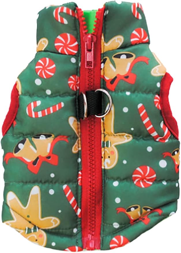 Winter Waterproof Windproof Dog Vest Coat Warm Dog Vest for Cold Weather Dog Jacket for Small Medium Dogs (Not Suitable for Big Dogs) Y-2-gingerbread Man M