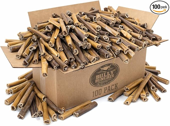 Bully Bunches (6" Collagen - 100 Pack) Beef Chews for Dogs – All-Natural, Long-Lasting Dental Treats, Protein-Rich, Grain-Free, Healthy Digestive Support for Dogs
