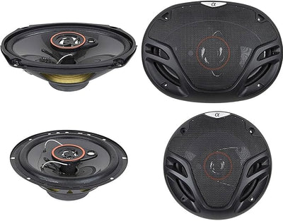Alphasonik AS2629P Loudspeakers Pair of 6.5" 350W Max 3-Way Speakers Plus 6X9 500W Max 3-Way Car Audio Coaxial Speakers 4 Ohms Premium Quality Audio Door Speakers for Car or Truck Stereo Sound System