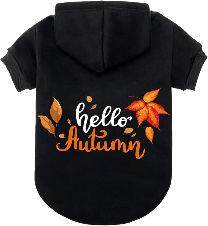 Fall Dog Hoodie-Soft and Warm Dog Sweaters, Pet Clothes Autumn Winter Coat Sweatshirt with Autumn Maple Leaf Theme Print for Puppy,Cat, Small Medium Large Dogs