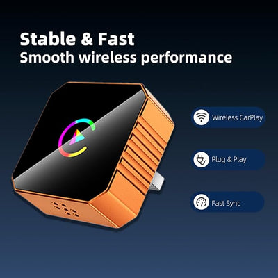 2026 Mini Wireless Carplay Adapter, Upgrade Wired to Wireless for Carplay & Android Auto, Plug And Play, Fast Auto-Reconnect Stable Control, Zero Delay Car Play for Iphone Ios 10+, Android 11+, Orange