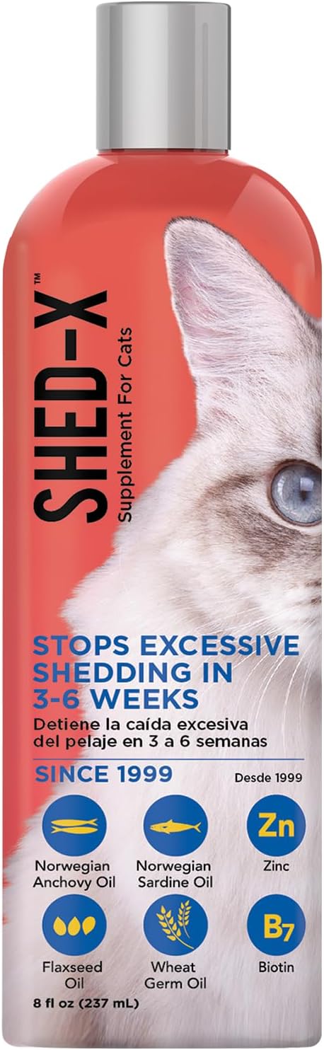 Liquid Cat Supplement, 8oz – 100% Natural – Shed Defender, Help Excessive Cat Shedding with Cat Supplements of Essential Fatty Acids, Vitamins, and Minerals