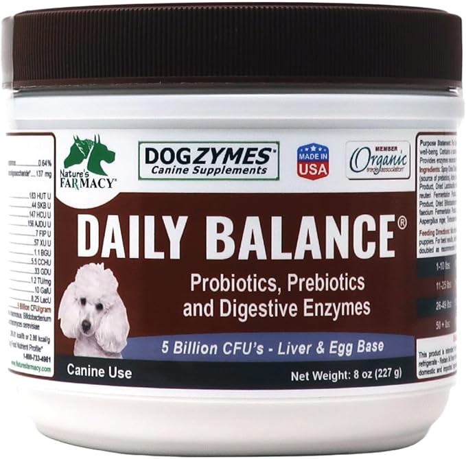 Dogzymes Probiotic Daily Balance - Supplies Nutritional Support and Live microorganisms for intestinal Well-Being as Well as enzymes for Proper Digestion. (8 Ounce)