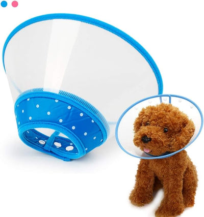 Pet Cone Recovery Dog Cone Adjustable Dog Collar Clear Padded Collar with Breathable Soft Edge, Plastic Puppy Cone Protect The Neck Surgery Recovery, Designed for Cats and Puppies (Small, Blue)
